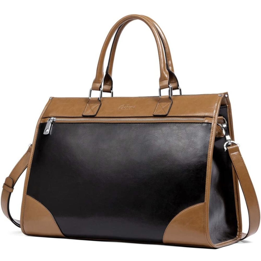 Cluci Purse- Leather black and brown Large Capacity: This laptop, large capacity